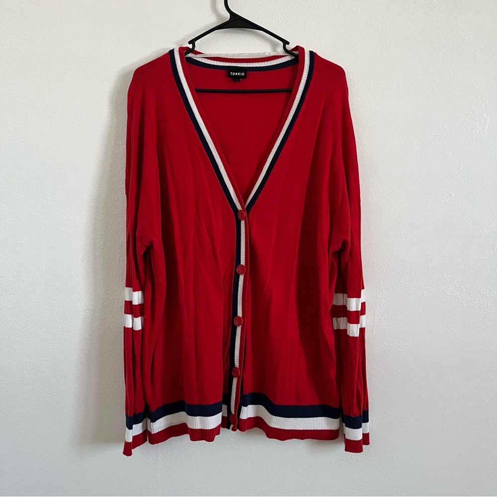 Torrid Red Varsity Collegiate Cardigan